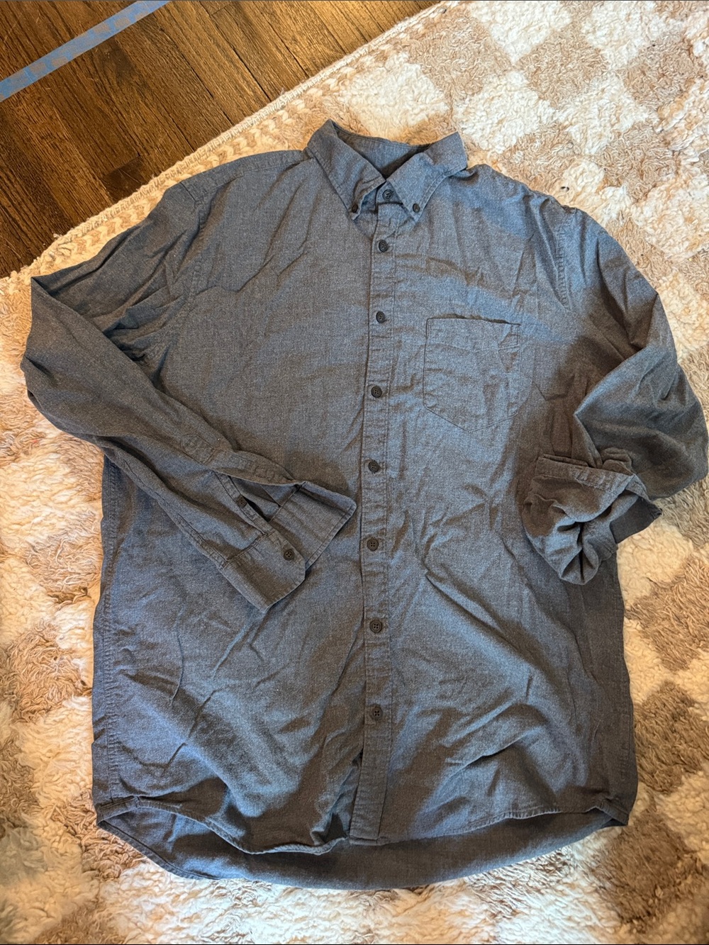 American Eagle Men's Button-Down Long Sleeve Flannel Shirt - Gray